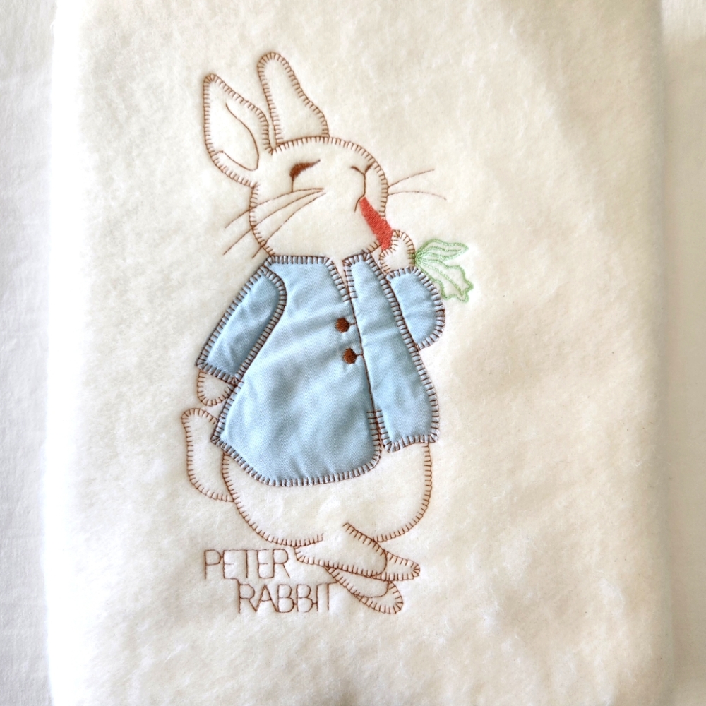 Vintage Peter Rabbit Embroidered Baby Receiving Blanket